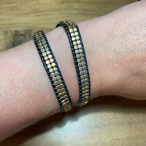 Vintage Stella & Dot nugget leather wrap bracelet